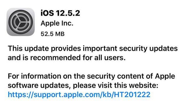 长洲苹果手机维修分享iOS12.5.2发布，建议所有老苹果用户安装 